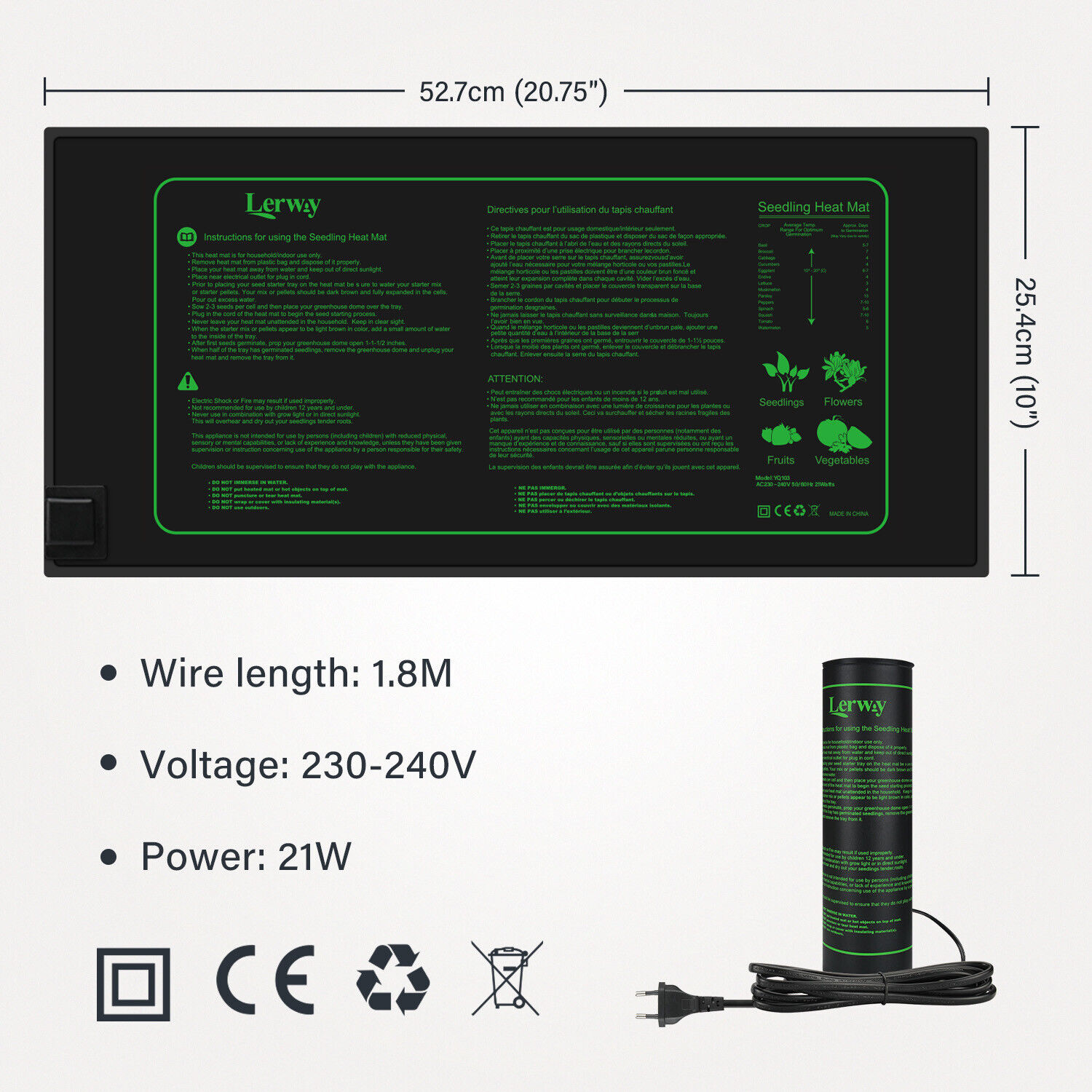 Mata grzewcza LERWAY 21W do sa – Heat Mat Seedling recenzja i cena